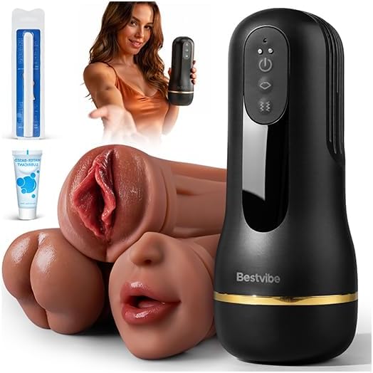 Bestvibe Automatic Male Masturbators Sex Toys with 3 Replaceable Sleeves