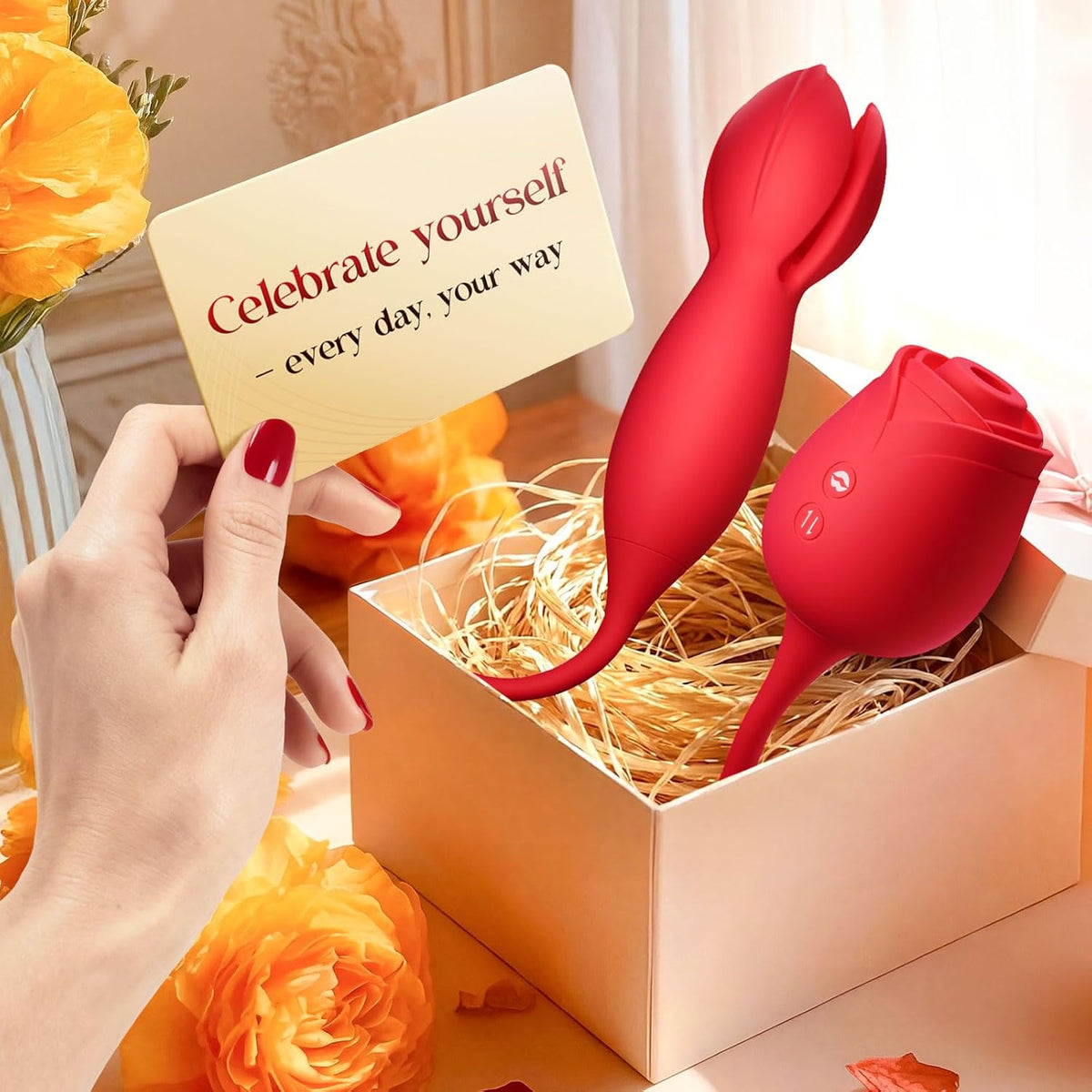 Rose Toy Couple Vibrator Sex Toys for Women, Detachable Sucking Vibrator & Blooming Thrusting Dildo, 10 Modes, App AI Control Adult Toy for Female, G-Spot Clit Nipple Toy for Sex Games