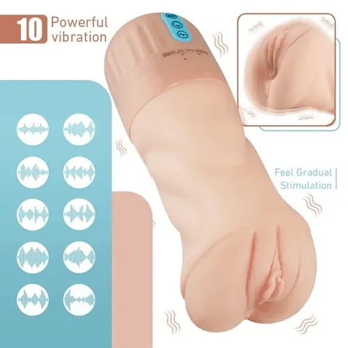 5 Sucking & 10 Vibrating Vagina Masturbation Cup