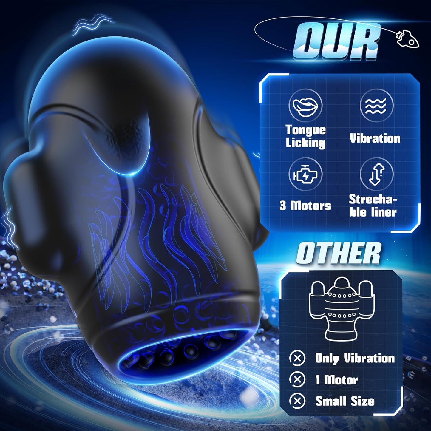 Penis Trainer with 10 Licking Vibrating Modes & 3 Motors Stroker & Smart AI Sync App for 360° Pocket Pussy Wrap, Adult Sex Toy for Men S&M Floggers