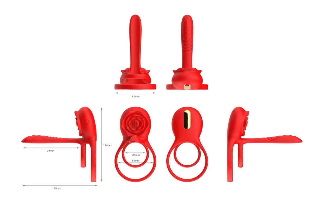 10-Mode Rose Vibrating Cock Ring for Multiple Stimulation