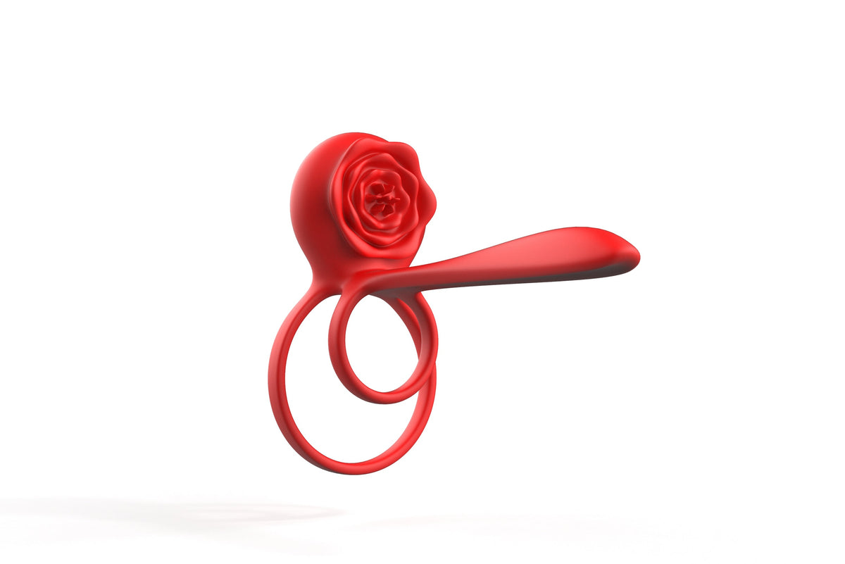 10-Mode Rose Vibrating Cock Ring for Multiple Stimulation