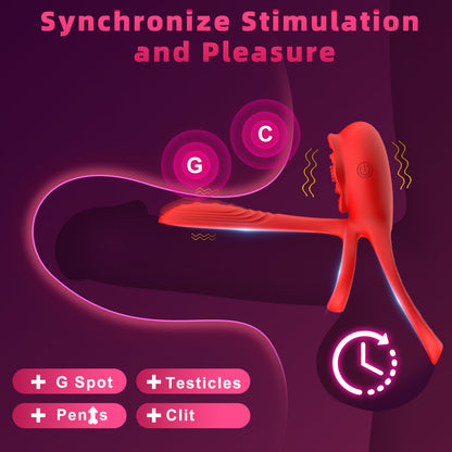 10-Mode Rose Vibrating Cock Ring for Multiple Stimulation
