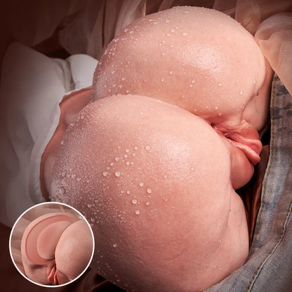 Ultra-Realistic Dual-Layer Silicone Butt Masturbator with 2 Tight Tunnels (Vaginal & Anal) Lifelike Por-Luna
