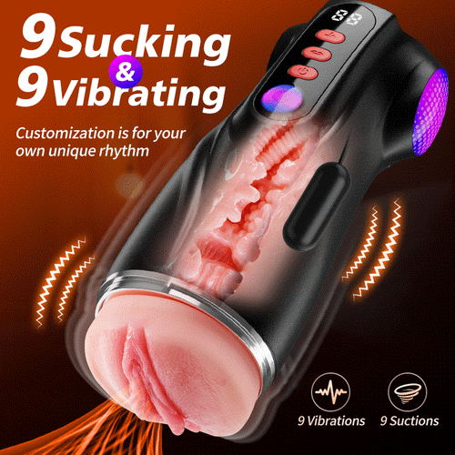 9 Sucking & 9 Vibrating Male Masturbator 3 Interchangeable Sleeves Suction & Vibration Multi-Sensation Experience Automatic