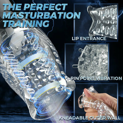 TORNADO Male Masturbator 5-Frequency Rotation 10 Speeds Vibration Oral Sex Cup