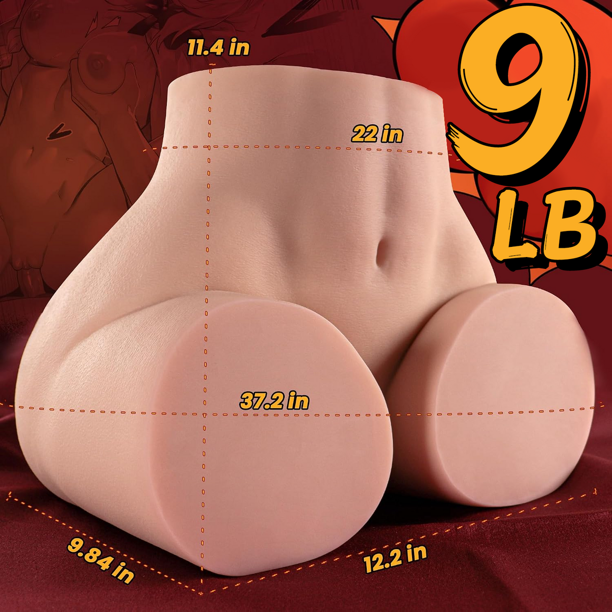 Male Masturbator Sex Doll Pocket Pussies, Realistic Skin Texture Soft Female Big Ass & Pussy Adult Sex Toy with 2 Hole Deeper Vagina & Tight Anal, Torso Sex Dolls for Orgasm