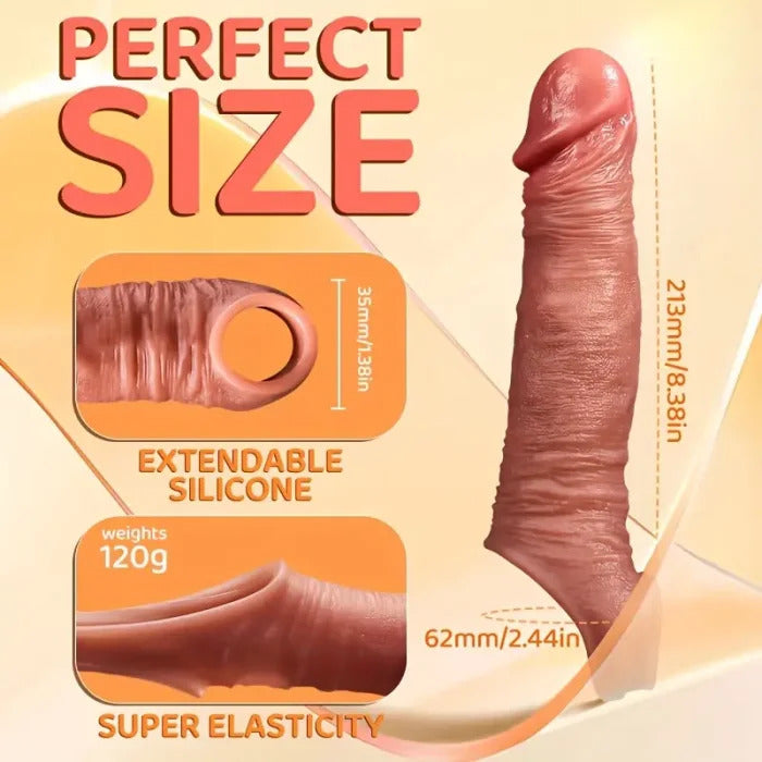 APP Controlled 9 Vibrating Penis Extender Sleeve With Cock Ring