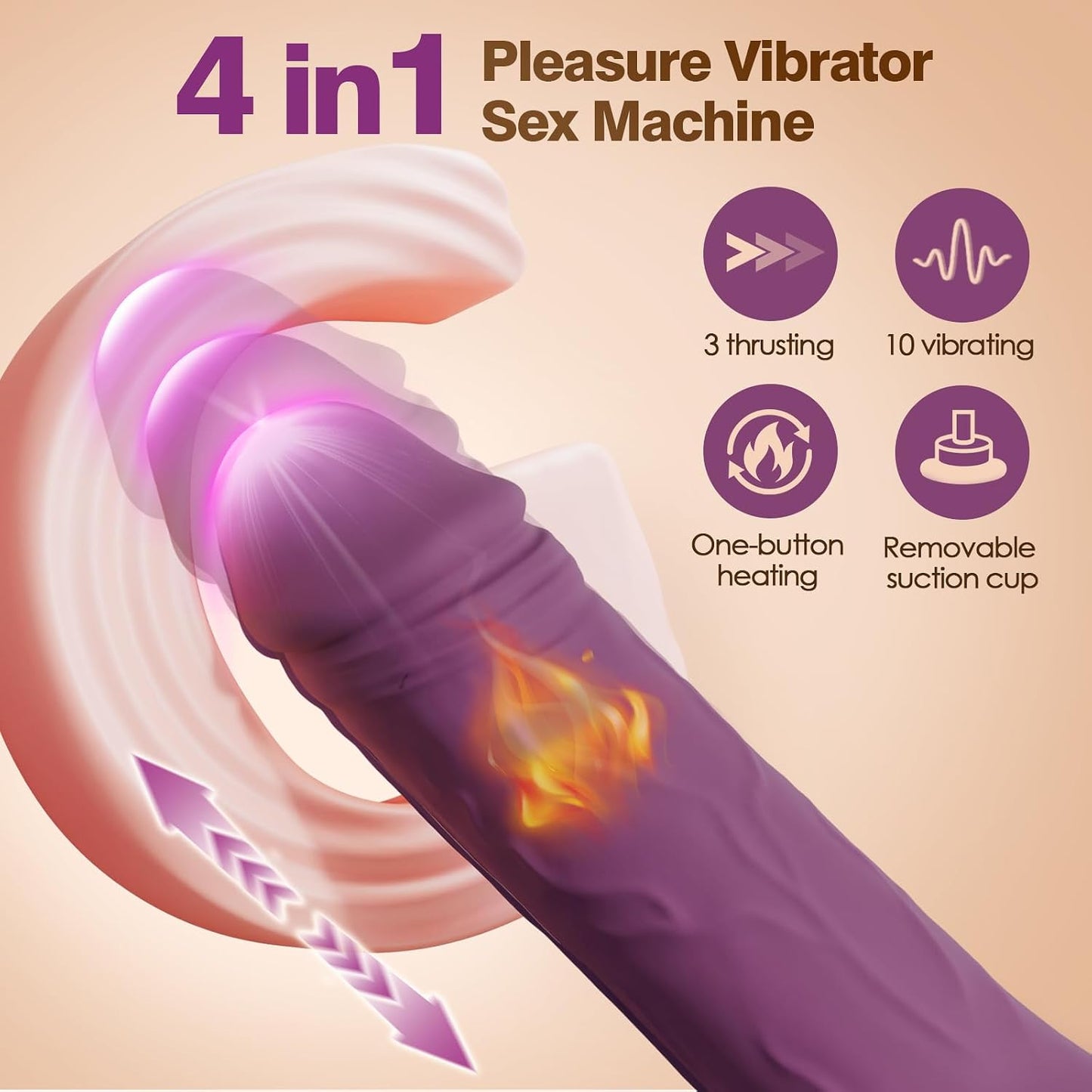 Vibrator Heated Long Thrust Dildo Machine with Suction Cup
