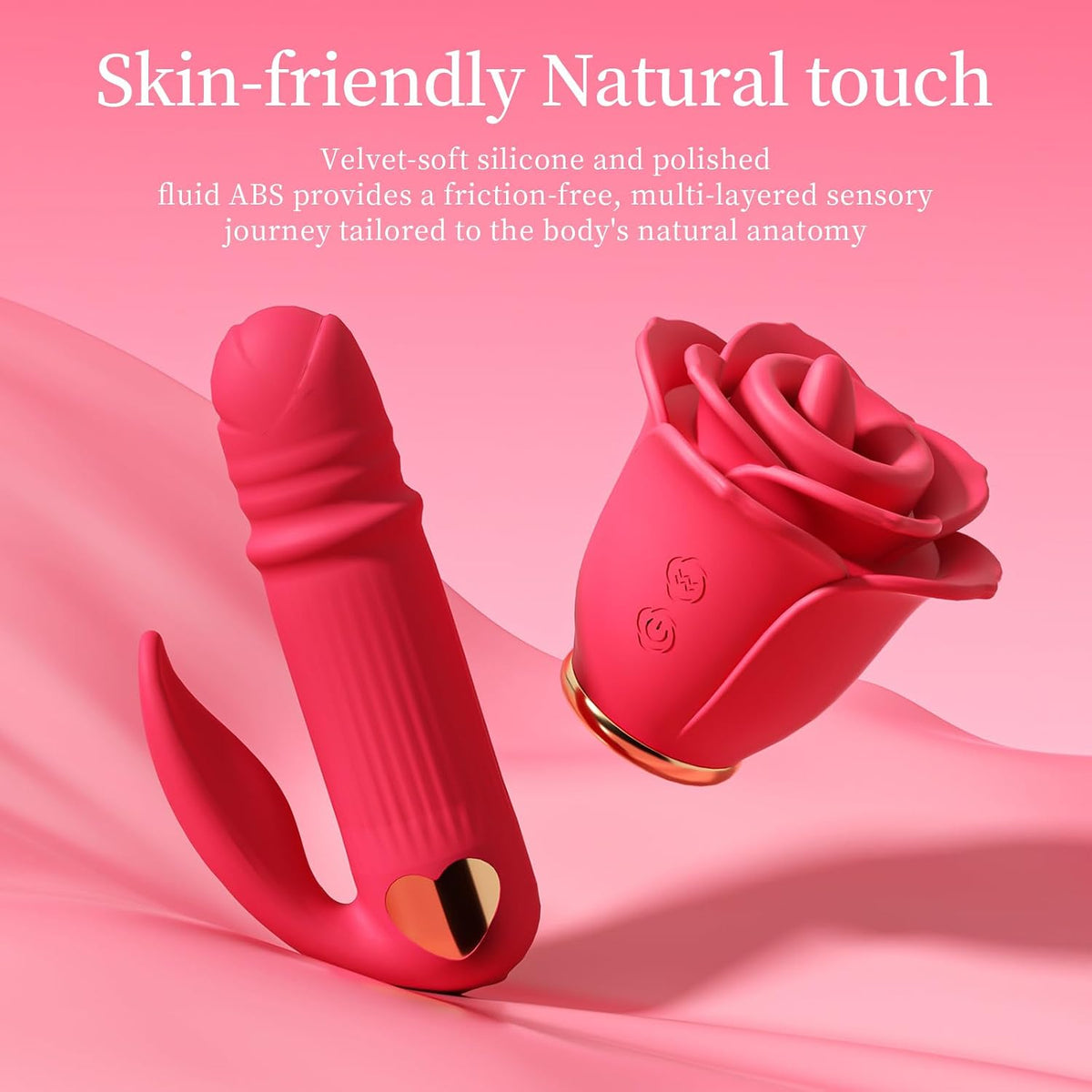 Rose Sex Toy Thrusting Dildo Vibrator for Women, Tongue Licking G-Spot
