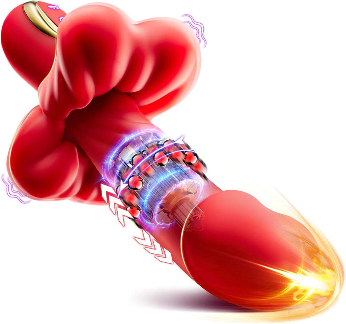 Thrusting Vibrator Rabbit Dildo G-spot Sex Toys with Rotating Beads