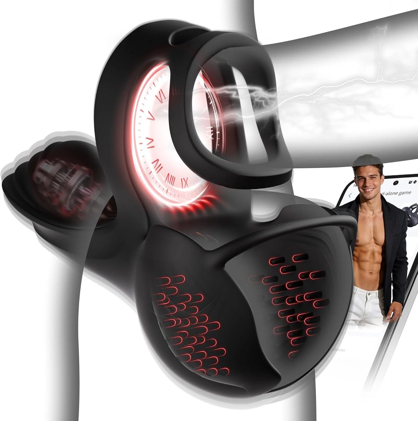 Vibrating Penis Ring with 9 Vibration Modes & 3 Heating Settings – 360° Testicle & Perineum Stimulator