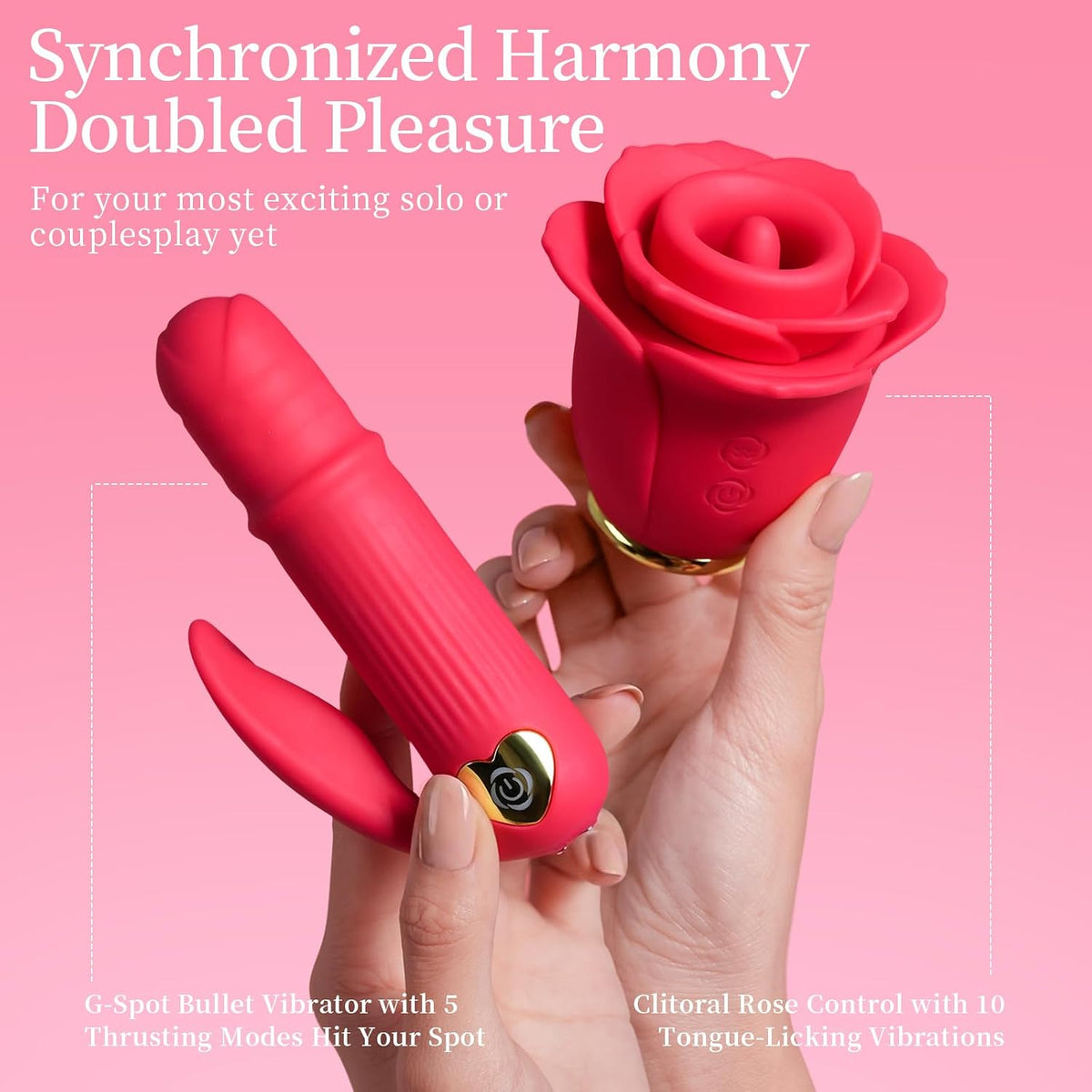Rose Sex Toy Thrusting Dildo Vibrator for Women, Tongue Licking G-Spot