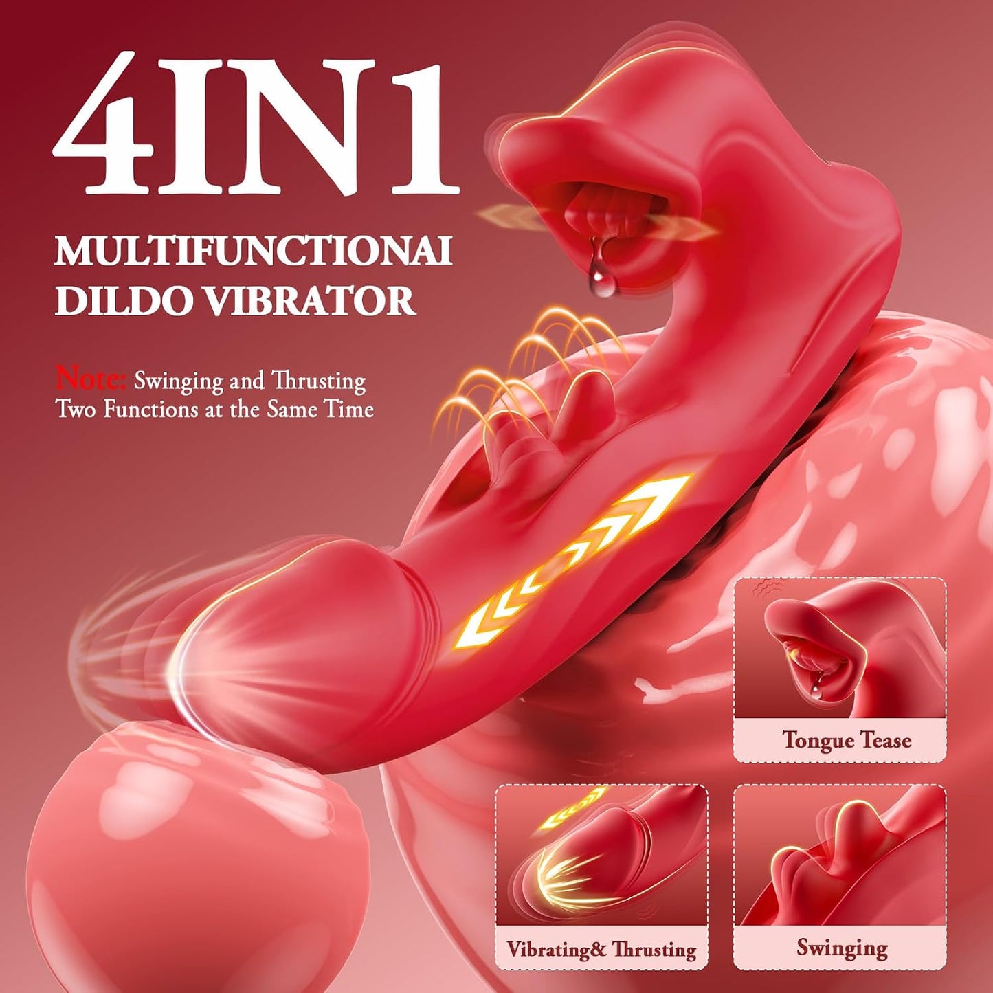 Vibrator Sex Toys for Women, 3 in 1 Dildo Adult Toy with 10 Licking & Swinging and Vibrating Modes, Realistic Dildos Clit G Spot Vibrator Nipple Anal Toys for Couples Games