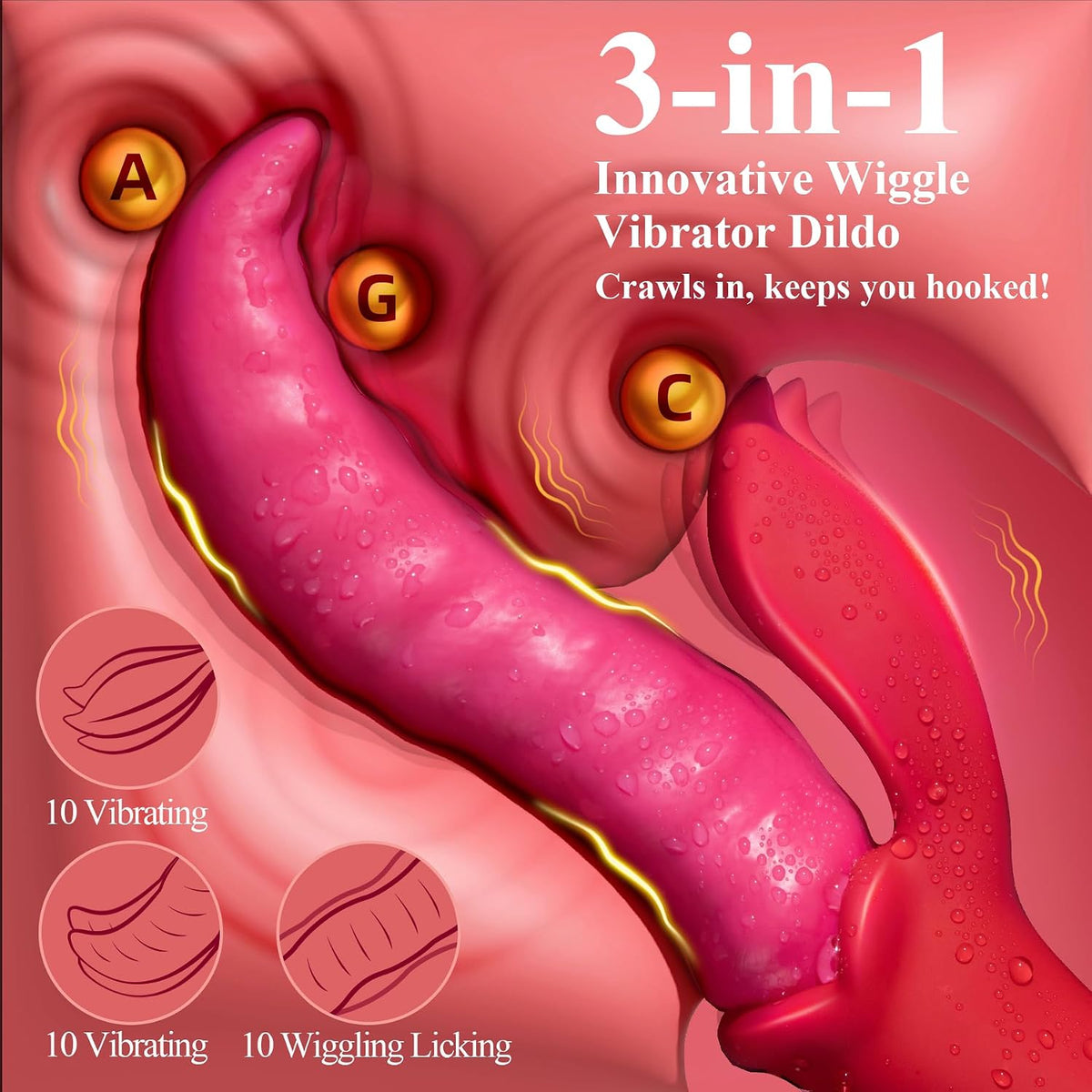 Vibrator Sex Toys Dildo with Tongue Licking Wriggling Pleasure