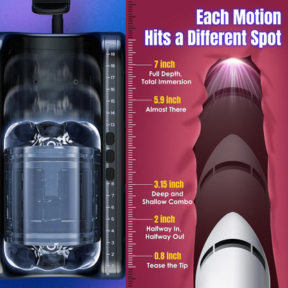 Male Masturbator, 7.8 Inch Adjustable Stroke Length Sex Toys for Men