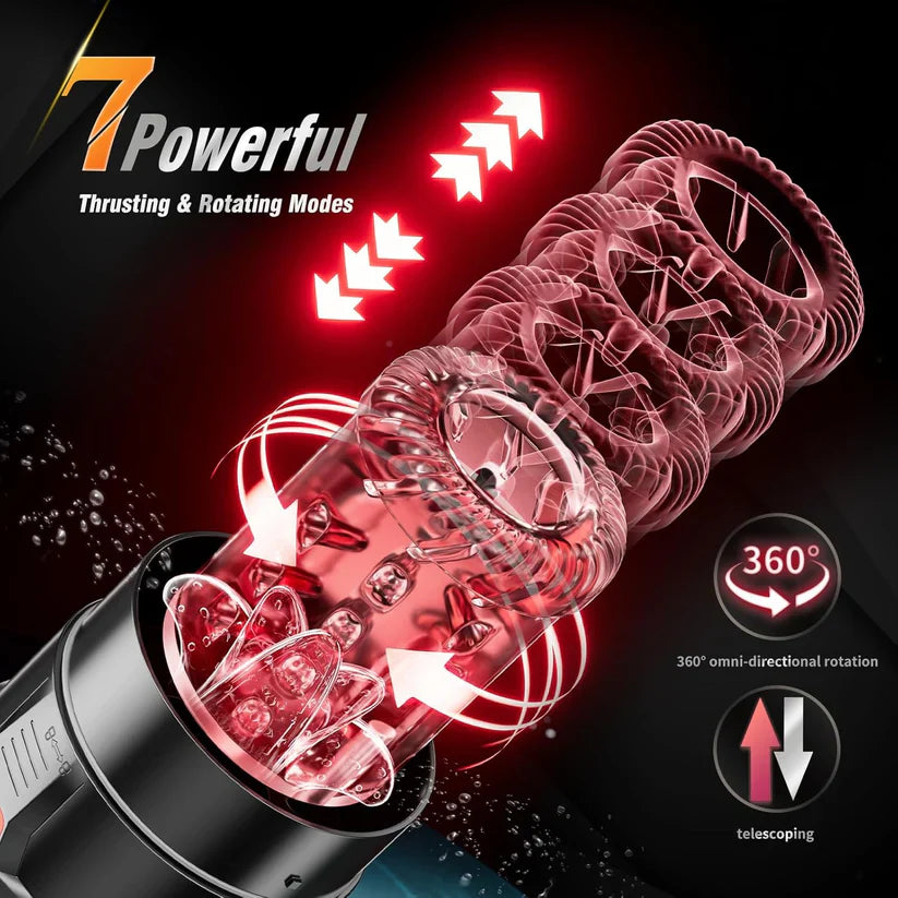 Superbuyg™Male Masturbator Penis Pump – 12-Level Vacuum, 7-Mode Thrusting, Rotating, Vibrating & Sucking with LCD Display,Star-starring identical mold production [free of tax]【❤️Discreet Shipping】