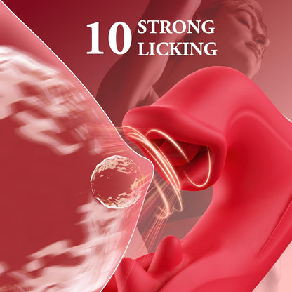 Vibrator Sex Toys for Women, 3 in 1 Dildo Adult Toy with 10 Licking & Swinging and Vibrating Modes, Realistic Dildos Clit G Spot Vibrator Nipple Anal Toys for Couples Games