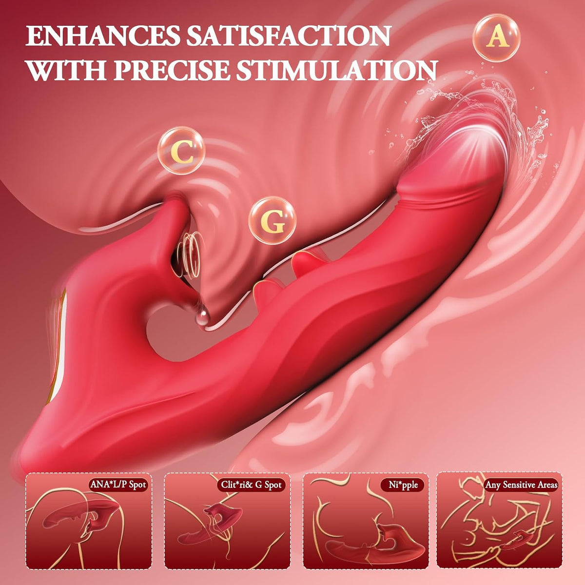 Vibrator Sex Toys for Women, 3 in 1 Dildo Adult Toy with 10 Licking & Swinging and Vibrating Modes, Realistic Dildos Clit G Spot Vibrator Nipple Anal Toys for Couples Games