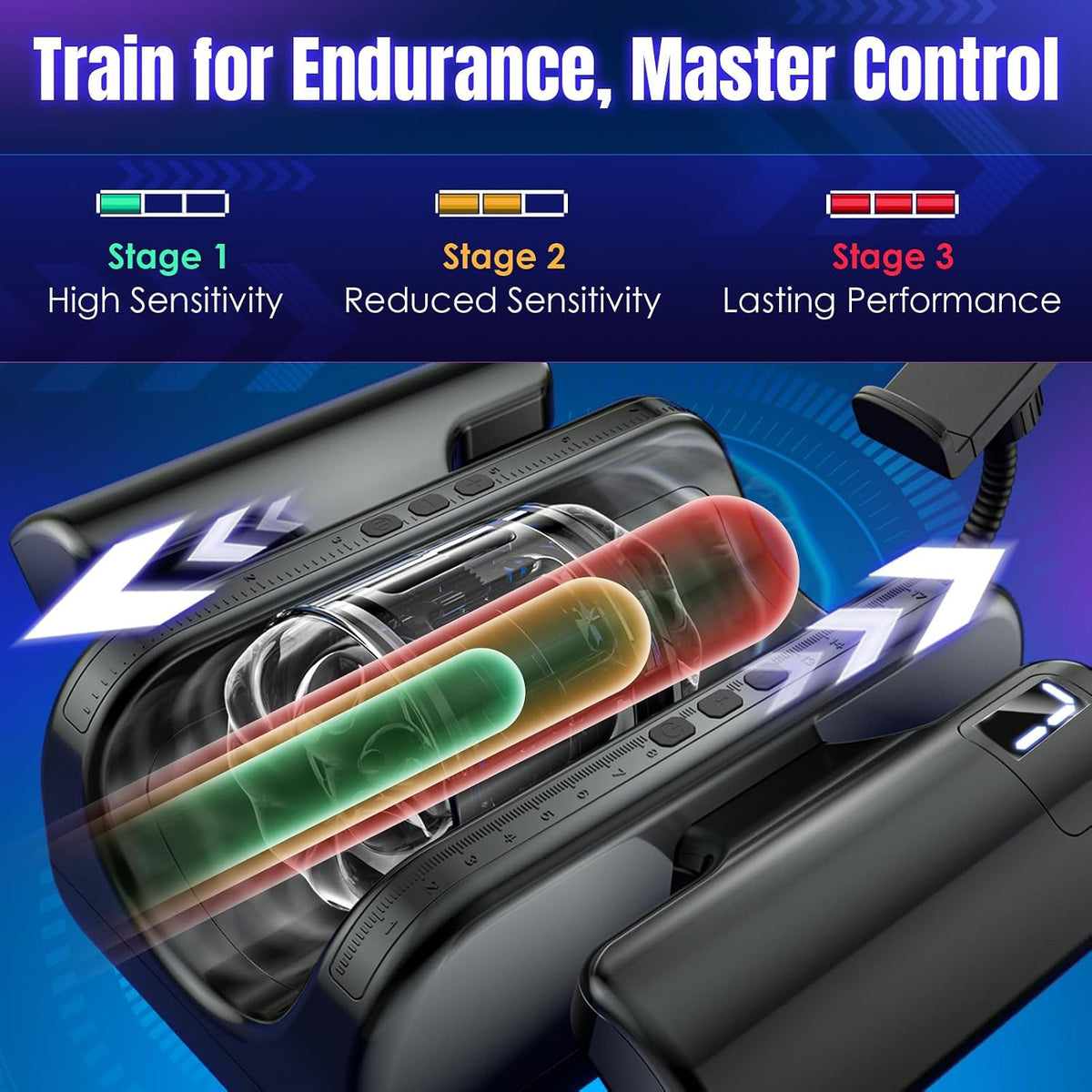 Male Masturbator, 7.8 Inch Adjustable Stroke Length Sex Toys for Men