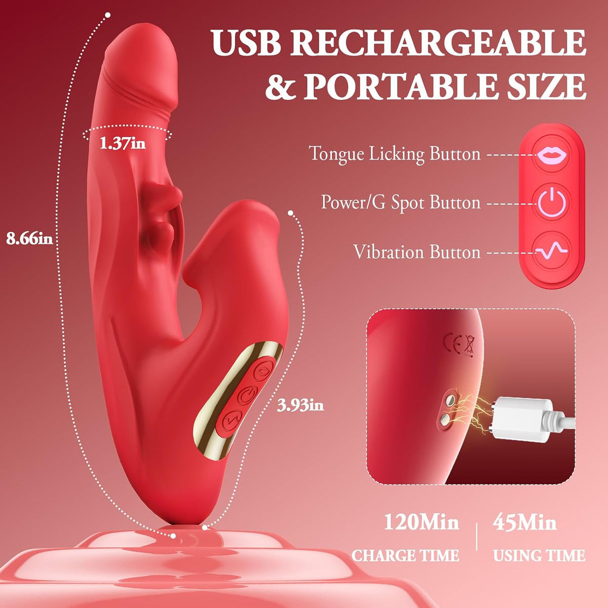 Vibrator Sex Toys for Women, 3 in 1 Dildo Adult Toy with 10 Licking & Swinging and Vibrating Modes, Realistic Dildos Clit G Spot Vibrator Nipple Anal Toys for Couples Games