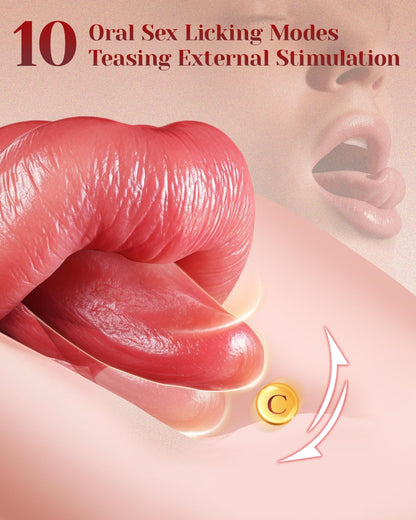 Realistic Thrusting Dildo Vibrator with Tongue Motion, Heat, Soft Silicone
