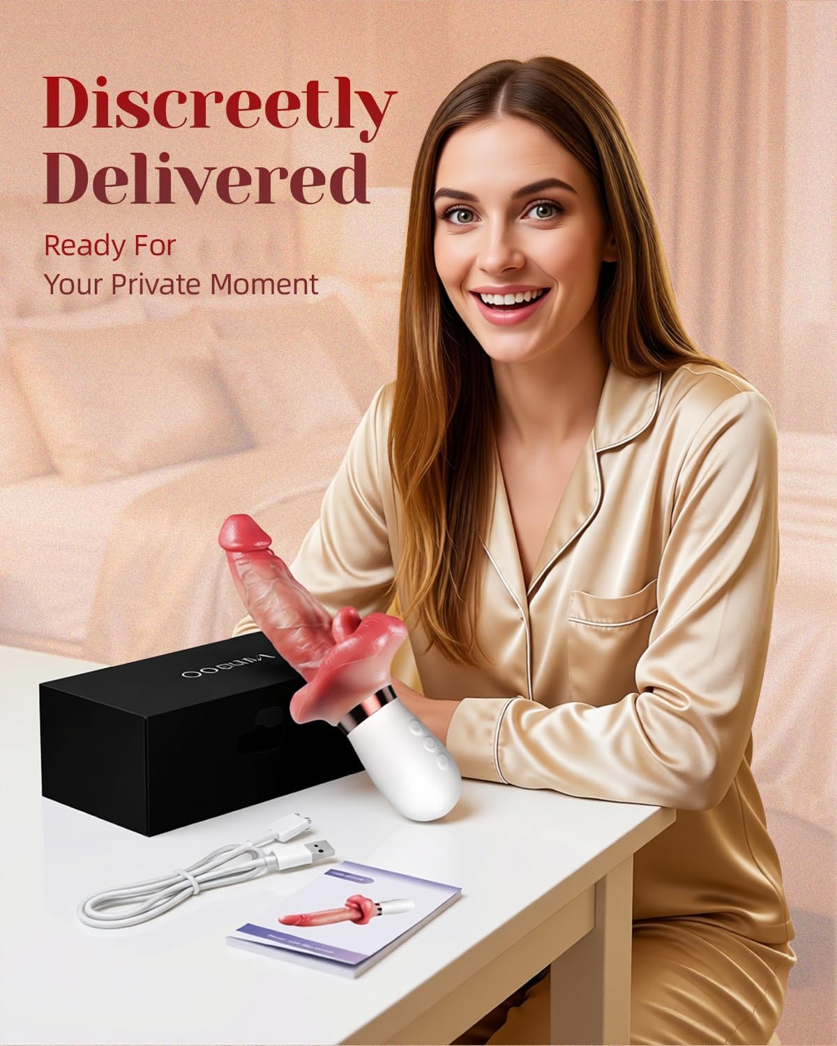 Realistic Thrusting Dildo Vibrator with Tongue Motion, Heat, Soft Silicone