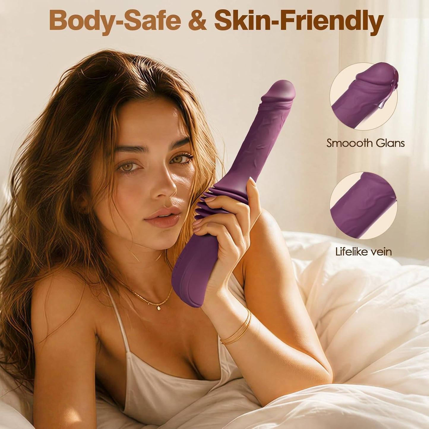 Vibrator Heated Long Thrust Dildo Machine with Suction Cup