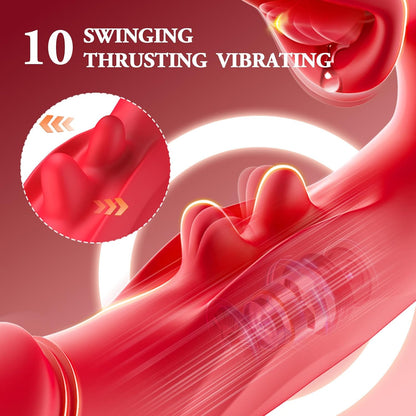 Vibrator Sex Toys for Women, 3 in 1 Dildo Adult Toy with 10 Licking & Swinging and Vibrating Modes, Realistic Dildos Clit G Spot Vibrator Nipple Anal Toys for Couples Games