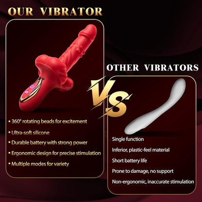 Thrusting Vibrator Rabbit Dildo G-spot Sex Toys with Rotating Beads