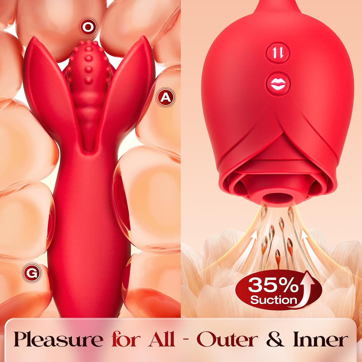 Rose Toy Couple Vibrator Sex Toys for Women, Detachable Sucking Vibrator & Blooming Thrusting Dildo, 10 Modes, App AI Control Adult Toy for Female, G-Spot Clit Nipple Toy for Sex Games