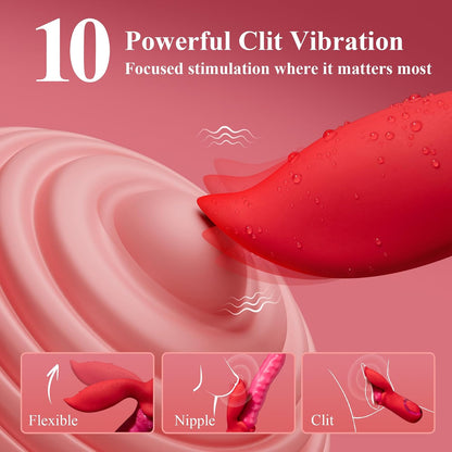 Vibrator Sex Toys Dildo with Tongue Licking Wriggling Pleasure