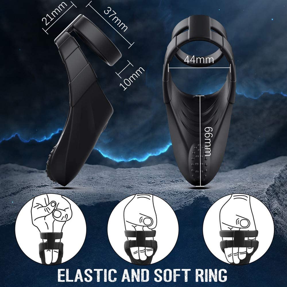 10 Vibration Modes Double Penis Ring Vibrator with Taint Teaser