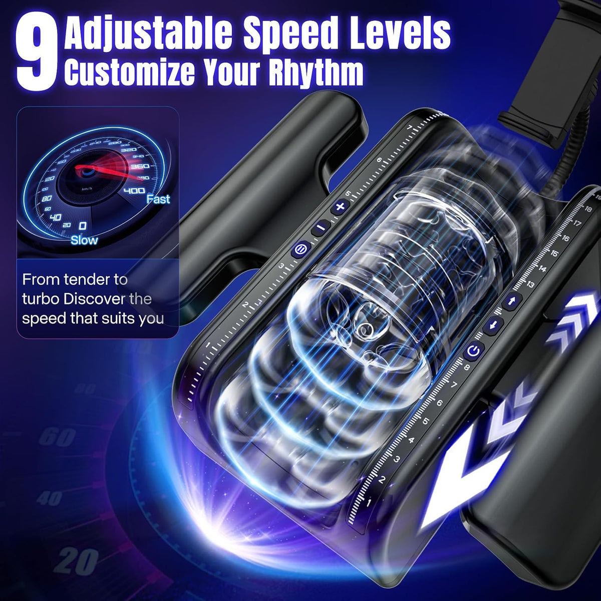 Male Masturbator, 7.8 Inch Adjustable Stroke Length Sex Toys for Men