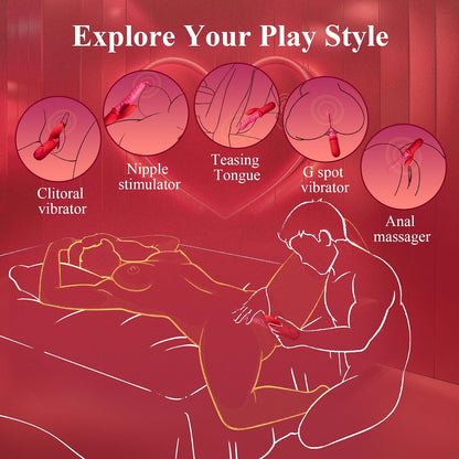Vibrator Sex Toys Dildo with Tongue Licking Wriggling Pleasure