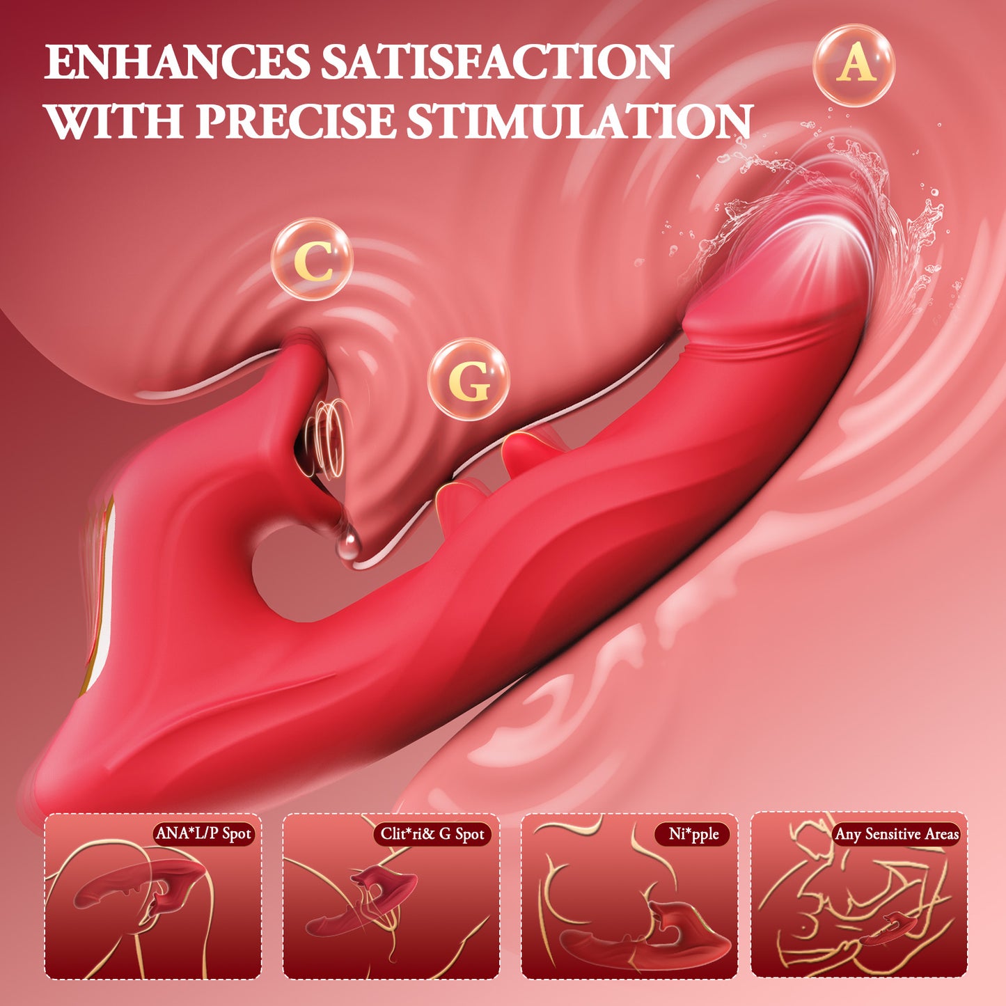 Vibrator Sex Toys for Women, 3 in 1 Dildo Adult Toy with 10 Licking & Swinging and Vibrating Modes, Realistic Dildos Clit G Spot Vibrator Nipple Anal Toys for Couples Games