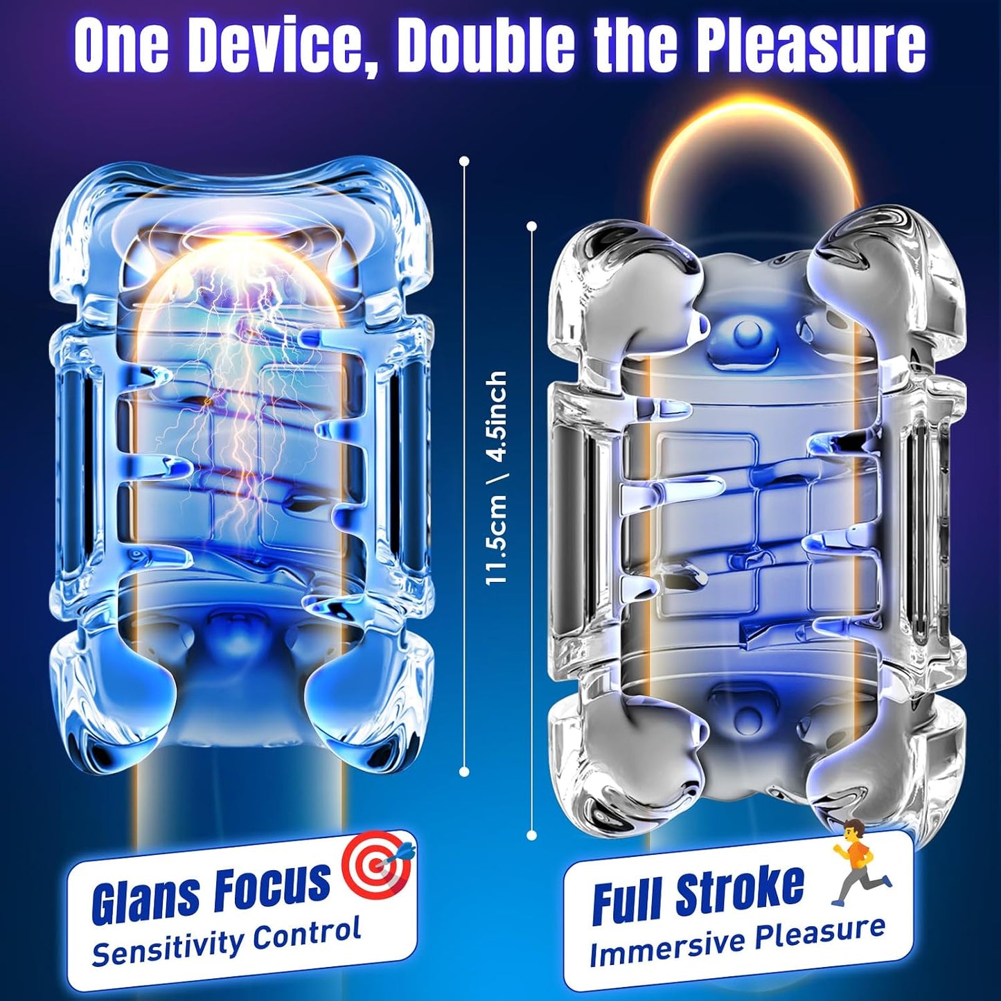 Male Masturbator, 7.8 Inch Adjustable Stroke Length Sex Toys for Men