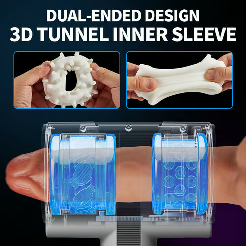Double-Ended Handheld Vibrating Thrusting & Rotating Automatic Male Masturbator