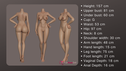157cm/5ft2 G-cup Silicone Sex Doll – Rose