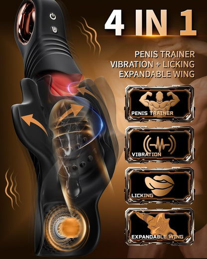 4-in-1 Male Glans Licking Exerciser with 10 Vibration and Licking Modes