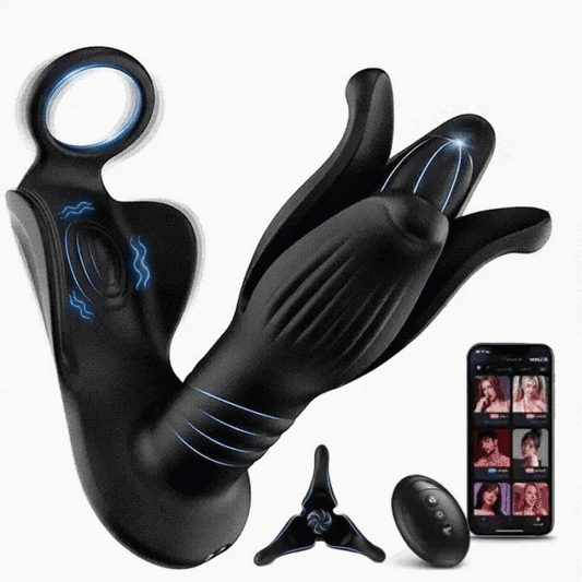 9 Tension Shock Flapping Thrusting Vibrating Cock Ring Anal Vibrator Dildo