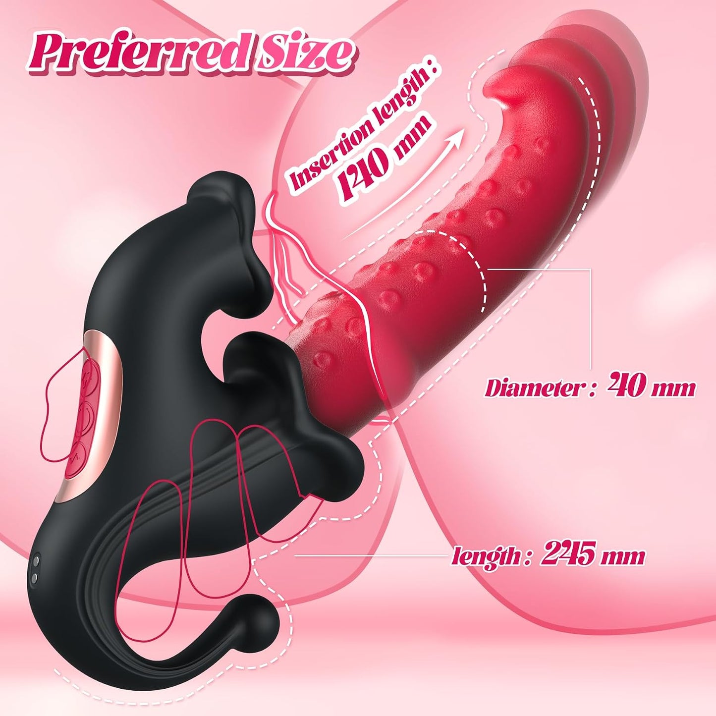 4-in-1 G-Spot Vibrator with 10 Sliding Ring, Vibrating, Thrusting & Licking Modes
