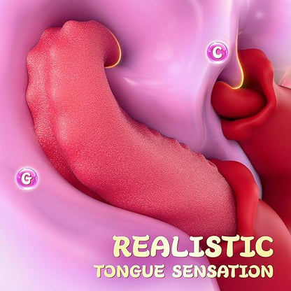 Rose Sex Toy: 10 Licking & Vibration Modes, G-spot Clit Stimulator& Thrusting Dildo